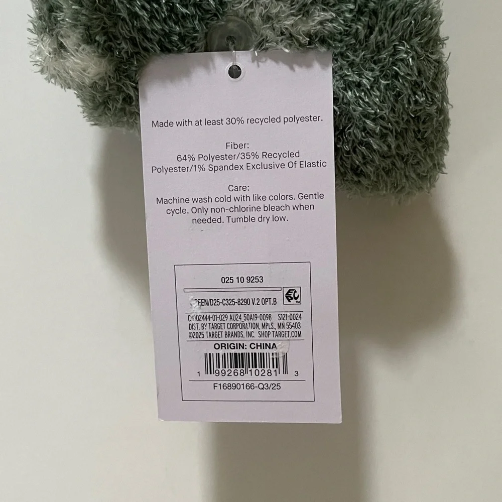 Auden Cozy Crew Socks Green White Soft